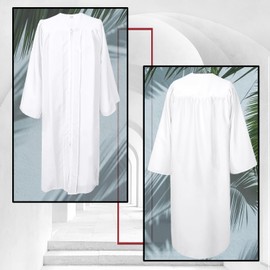 Herrenbek 6 Pcs Matte Choir Robe for Church Judge Robes Costumes Pulpit Robe Pastor Baptism Graduation Gown - White