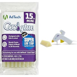 AdTech 2100-3415 Ultra Low Temp 15-Pack Cool Glue Sticks and Cool Tool Kit with Glue Gun for Kids Crafts