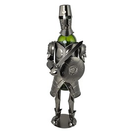 Silver Metal Knight Wine Bottle Holder