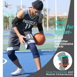 HiRui - Rodilleras para niños, jóvenes y adultos, soporte para la rodilla de baloncesto, béisbol, rodillera, rodillera de compresión para evitar colisiones, para voleibol, fútbol, ciclismo, correr, 1 par (azul marino, M)