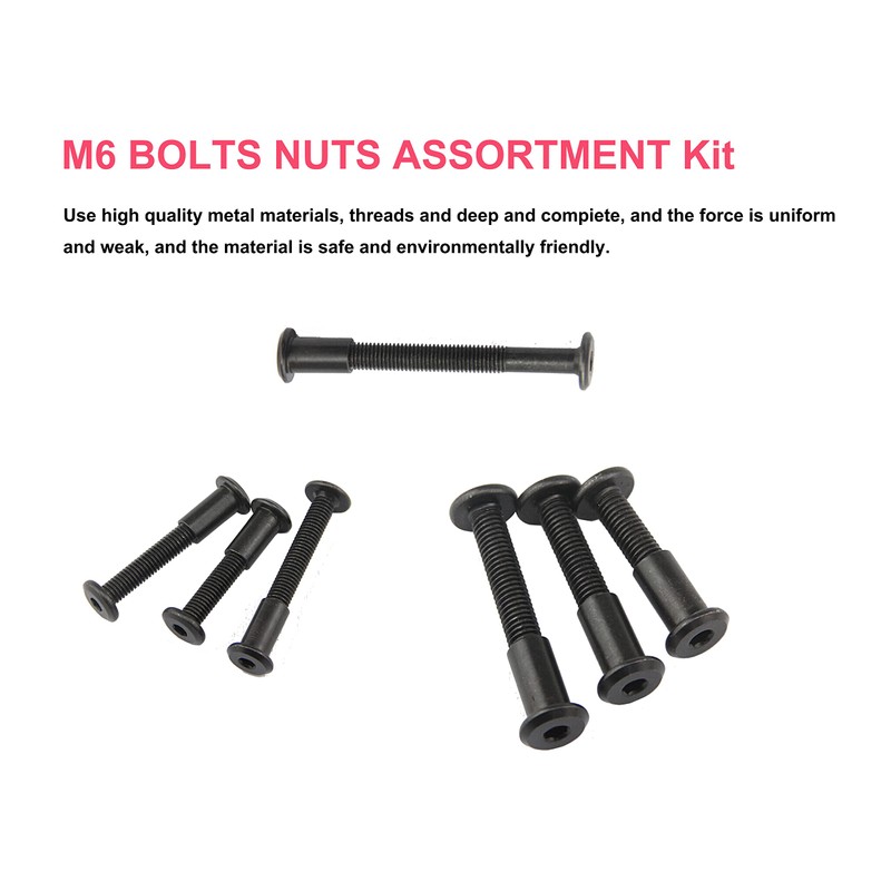 cSeao 114Pcs M6 Black Flat Head Allen Bolt Joint Connecting