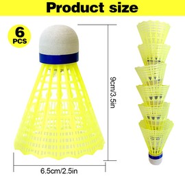 MIUUIPI LED Badminton Balls, Pack of 6 LED Light Shuttlecocks, LED Nylon Sports Badminton Shuttlecocks for Night, Luminous Shuttlecock, LED Badminton Balls Set, Children for Indoor/Outdoor Use