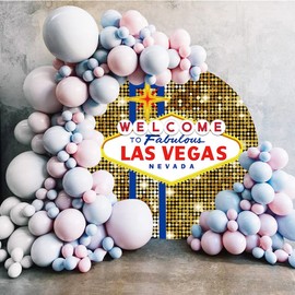 Laeacco 7.2x7.2ft Las Vegas Party Round Backdrop Welcome to Las Vegas Fabulous Casino Night Poker Circle Background Gold Dots Print Birthday Party Arch Backdrop Costume Dress-up Party Photo Props