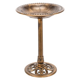 FSUON Bird Bath 28 Inch Height, Polyresin Standing Antique Birdbath for Outdoor Garden Decor, Gold