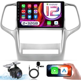 Car Radio Stereo for Jeep Grand Cherokee 2011 2012 2013: (4Core 2G+32G) 9 Inch Touchscreen Support CarPlay Android Auto 5GWiFi GPS Bluetooth FM RDS SWC Backup Camera