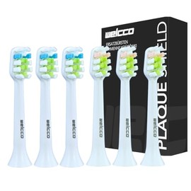 Welcco Ersatzbürstenköpfe 6 Stück – kompatibel mit Silk'n SonicSmile PLUS DCA03/25300154 Schallzahnbürste – DuPont™ Nylon, konturierte mittelharte Borsten, Plaque-Entfernung