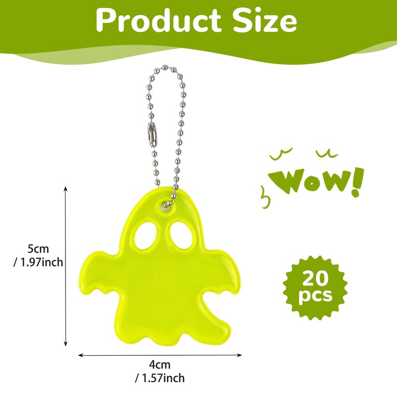 THXFUNAREA Safety Reflector Pendants, Pack of 20 Ghost Reflectors Children's
