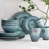 Sango 16-Piece Stoneware Dinnerware Set for 4, Glossy Blue &