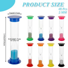 WOPPLXY 48 Pcs 2 Minute Sand Timer, Colorful Hourglass Sand Clock, Plastic Hourglass Timer, Plastic Small Sand Watch Hour for Classroom Learning