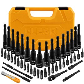 ELEAD 47-Piece Magnetic Nut Driver & Screwdriver Bit Set - Strong Magnetic Nut Drivers for Impact Drill, Power Nut Driver, Screwdriver Bit, Mini Ratcheting Wrench, Drill Bit Extension & Socket Adapter