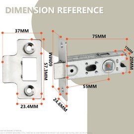 Bwintech 6 Pcs 75mm Steel Satin Nickel Tubular Latch, Premium Mortice Latch, for use with Sprung Lever Door Handles