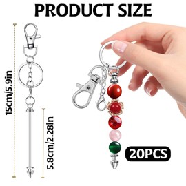 20Pcs Beadable Keychains Making Kit Set, Metal Bullet Shaped Beadable Keychains Bar Blank Silver Beaded Key Chain Making Kit, Beadable Keychain Bars for DIY Keychain Making Pendant Gift Accessories