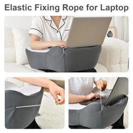 JIUZHEN Reading Pillow for Adult, Soft Lap Desk for Laptop,Memory Foam Gaming Pillow for Lap, Extra Arm Rest Pillow for Working, Crocheting, Gaming in Bed, Floor, Sofa, Grey