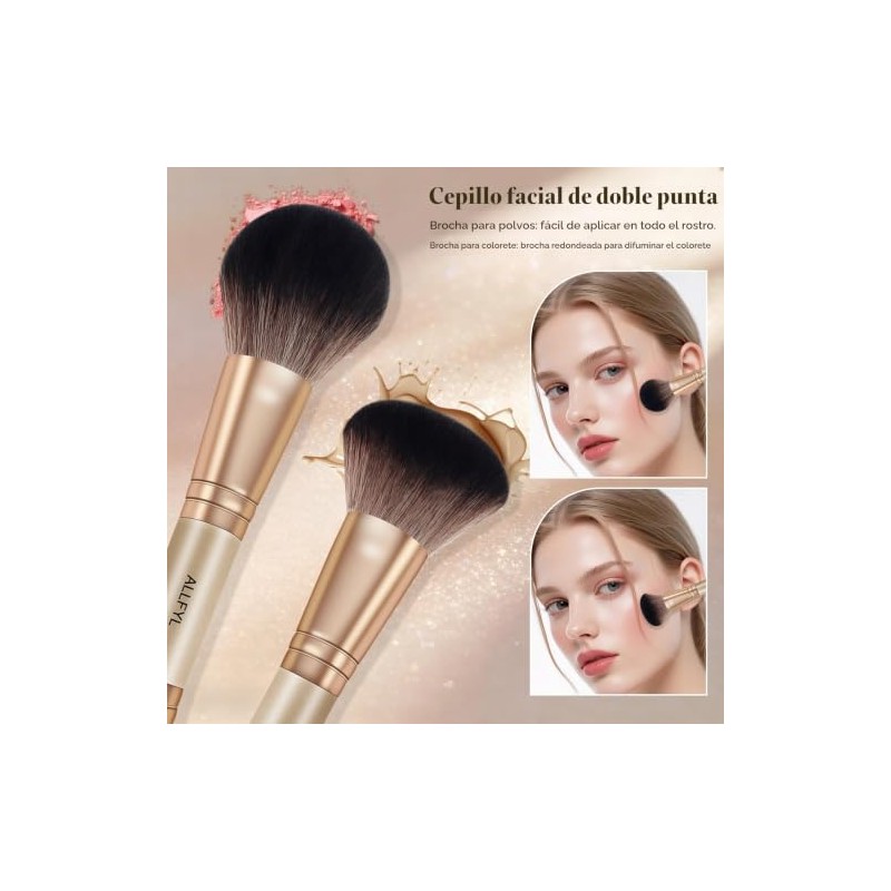 Set de Brochas de Maquillaje 6 Piezas Doble Punta, 12
