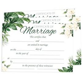 30 Pack Greenery Marriage Certificates 8.5x11 Inch-Watercolor Plants Blank Wedding Certificate Expecting Marriage Proposals for Wedding Ceremony