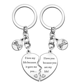 QMVMV 2 Pcs Boyfriend Girlfriend Heart Matching Keyring Keychain Set Gifts For Boyfriend Girlfriend Birthday Valentines Gifts for Boyfriend Girlfriend