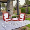 Northlight 35" Square Outdoor Retro Tulip Steel Armchair, Red and