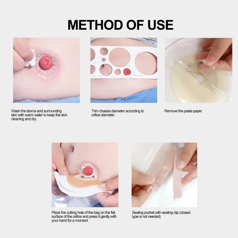 10pcs Disposable Colostomy Bag Soft Skin Friendly Ostomy Bag Pouch