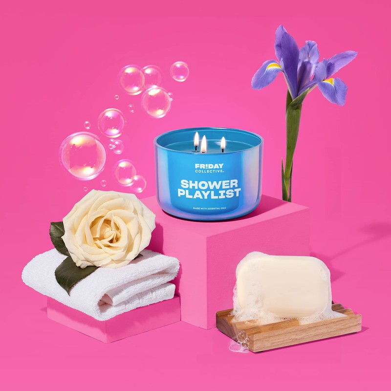 Friday Collective Shower Playlist Candle, Fresh & Clean Scented, Made