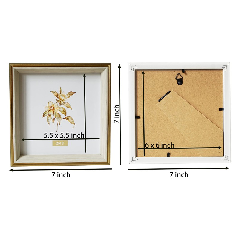 PLUSCHEN 6x6 Blue Beige Square Picture Frame, 6x6 Resin Photo