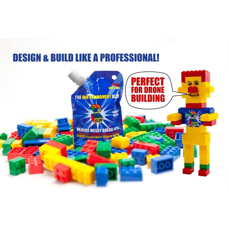 Le-Glue Releasable Adhesive made for Plastic Building Blocks 2pk