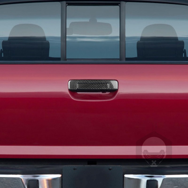 Carbon Fiber Tailgate Exterior Door Handle Trim Cover, Rear Trunk