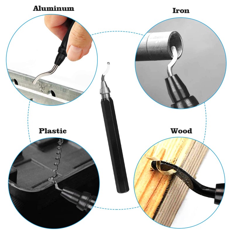 QIMEI-SHOP Deburring Tool Hand Deburring Tool with 10 Blades 360°