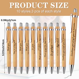 30 Pcs Thank You Ballpoint Pens Inspirational Quotes Pens Motivational Pens Funny Pens Employee Appreciation Gifts Bamboo Black Ink Pen Novelty Pens Thank You Gifts for Coworkers Teacher Office