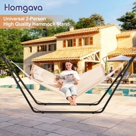 Homgava Universal 2-Person Hammock Stand, 660LBS Capacity,Heavy Duty Steel Hammock Stand, Fits 9.6-14ft Hammocks, Indoor and Outdoor Universal Hammock Stand,Black