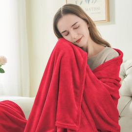 BEDELITE Fleece Blanket Twin Size Red Throw Blanket for Couch & Bed, Luxury Plush Cozy Fuzzy Blanket 60x80 inches, Super Soft Warm Lightweight Throw Blanket for Travel Camping