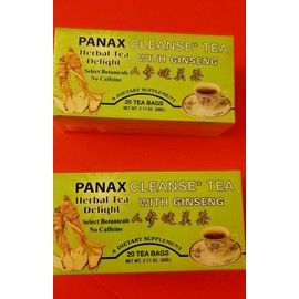 Teapot Brand 2 PACK PANAX HERBAL TEA DELIGHT CLEANSE TEA WITH GENSING (20 TEA BAGS EACH)