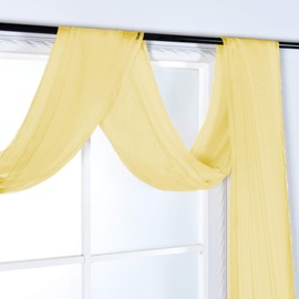 KEQIAOSUOCAI Cream Yellow Sheer Window Scarf Valance Sheer Fabric for Draping Curtain Toppers for Wedding Party Girls Room Bed Canopy Scarves 52 Inches Wide by 216 Inches Long Cream Yellow