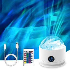 vsshe Starry Sky Projector, Night Sky Sea Waves and Northern Lights Projector, with 16 Colours, Dimmable & Remote Control, Three Lampshades, Projector Lamp, Night Light for Children Party, Charging