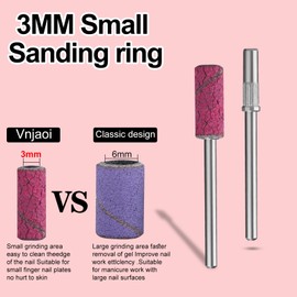 Vnjaoi 120 Pcs 3mm Small Sanding Bands with 2Pcs Small Mandrel Bit for Nail Drill, Upgrade Design Mini Nail Sanding Bands for Acrylic Nails Gel Removing Shaping, Manicure Nail Salon Use (80#)
