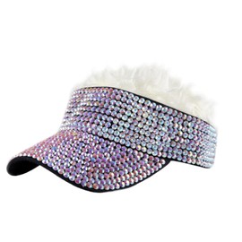 Raylans Mens Visor Cap Wig Adjustable Baseball Cap Golf Hats with Fake Hair Bling Hat