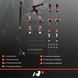 A-Premium Set of 12, Front Sway Bar Link, Upper Lower Ball Joint, Inner Outer Tie Rod End, Idler Arm, Center Link, Compatible with Toyota Pickup 1989-1995, RWD Only