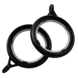 AXLIZER 25PCS Plastic Curtain Rings for Curtains and Rods Built-in Nanoscale Silencing Ring, Inner Diameter 35 mm (Black)