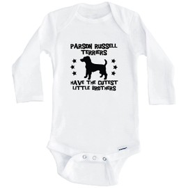 Parson Russell Terriers Have The Cutest Little Brothers Funny Parson Russell Terrier Baby Bodysuit (Long Sleeve), 24 Months White