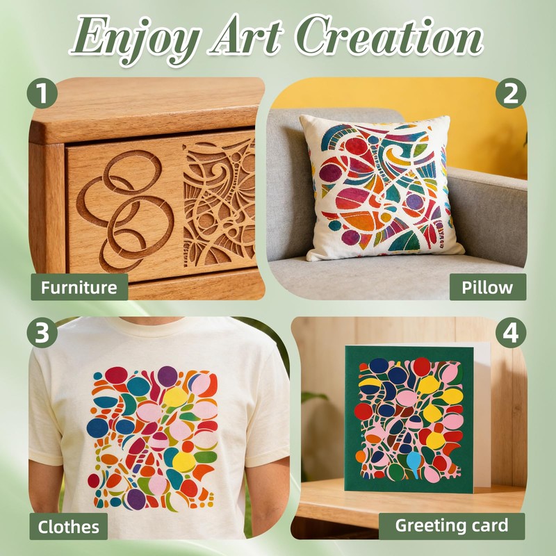 Geometric Texture Stencils for Crafts Reusable 16Pcs Stencils(10X8 Inch)
