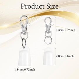 Quilax 4 Pcs Lip Balm Keychain for 0.35 oz Lipstick, Lip Balm Holder with Metal Clip, ONLY Cap, Portable Lipgloss Cap Keychain for Carrying Lipstick with You (White)