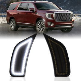 LED Side Marker Light For 2021-2024 Chevy Tahoe Yukon XL Denali Suburban Cadillac Escalade ESV, White Signal Lamps Smoked Lens 2 PCS