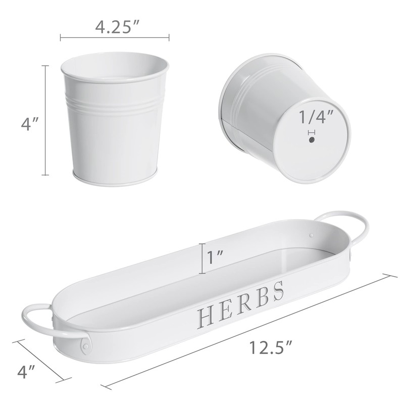 Barnyard Designs Indoor Herb Garden Planter Set with Tray, Metal