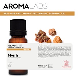 BIO - Myrrh Essential Oil - 10mL - 100% Pure, Natural, Chemotyped and AB/Cosmos Certified - AROMA LABS (French Brand)