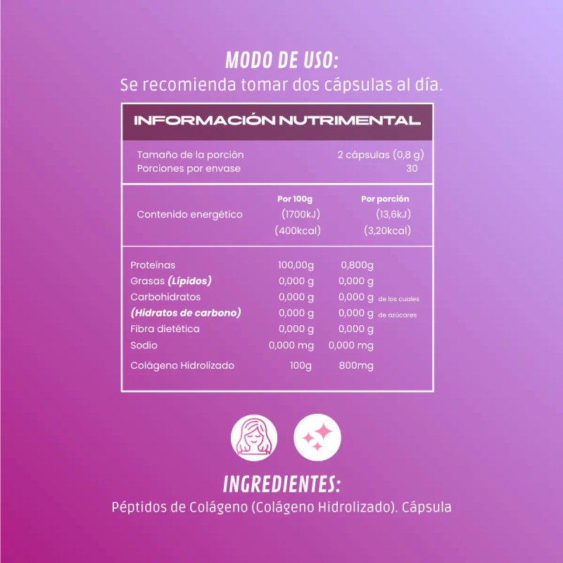 Colágeno Hidrolizado Sabor Bdm Lab 180 Cápsulas Libre Gluten