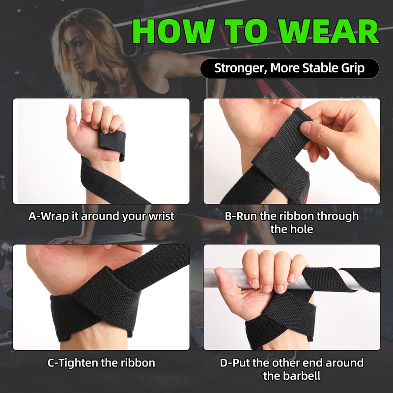 Weight Lifting Straps, 4Pcs Anti Slip Hand Bar Grip Straps,