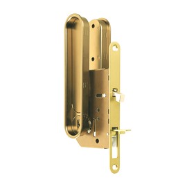 Pocket Door Hardware Gold，Privacy Pocket Door Lock with Pull, Sliding Pocket Door Lock，Hidden Handles, for Wooden Doors 1 1/2" to 2" Thick