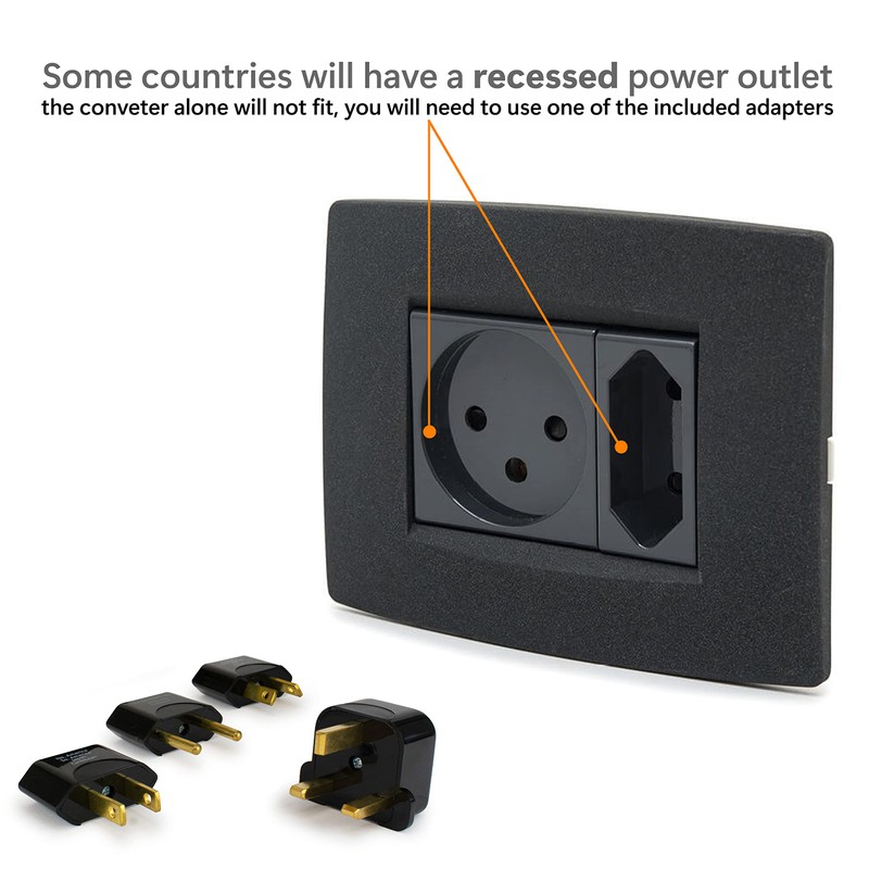 Miami CarryOn Step-Down Travel Voltage Converter and Adapter Kit with