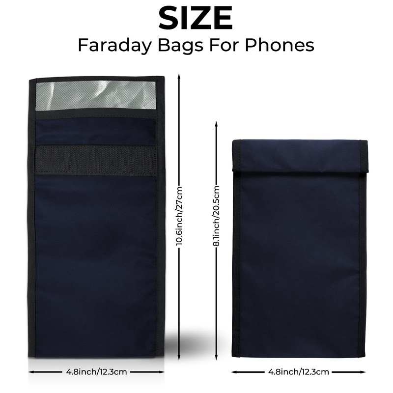 COUSLEWI Faraday Bags for Phones Anti-Theft Protection Navy Blue