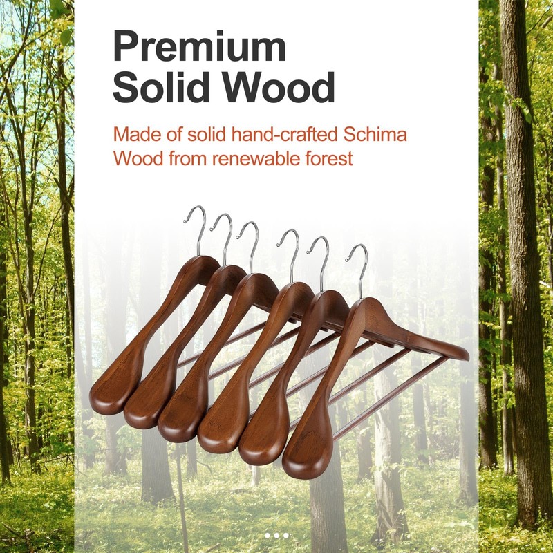 TOPIA HANGER Wide Shoulder Wooden Hangers, Suit Hangers with Non