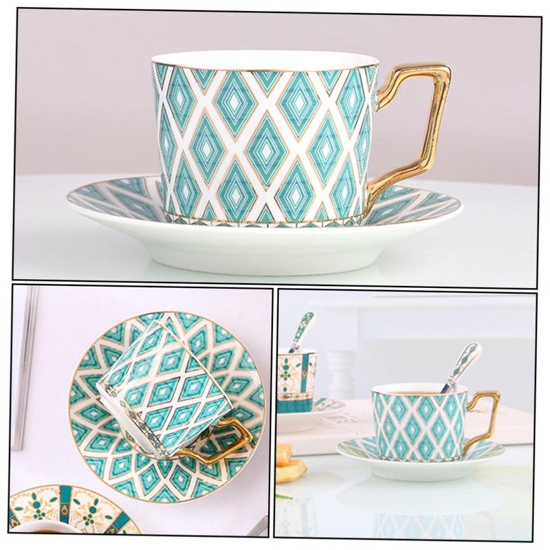 BIUDECO Piece Ceramic Tea Set Gold Trim Pattern Sturdy and